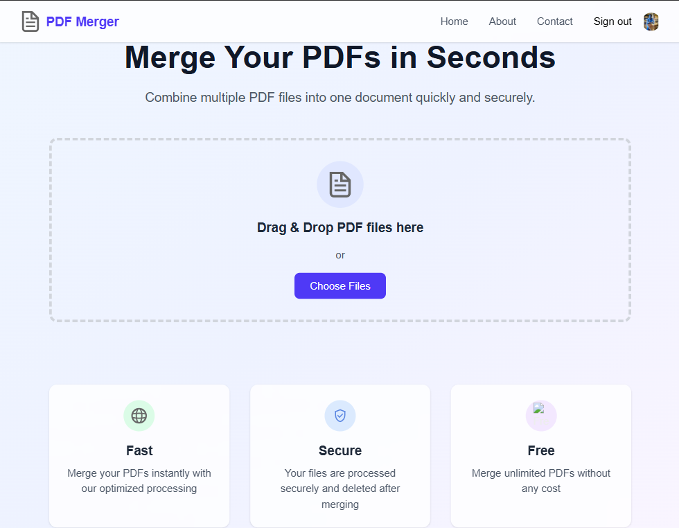 PDF Merger Web App Screenshot 2