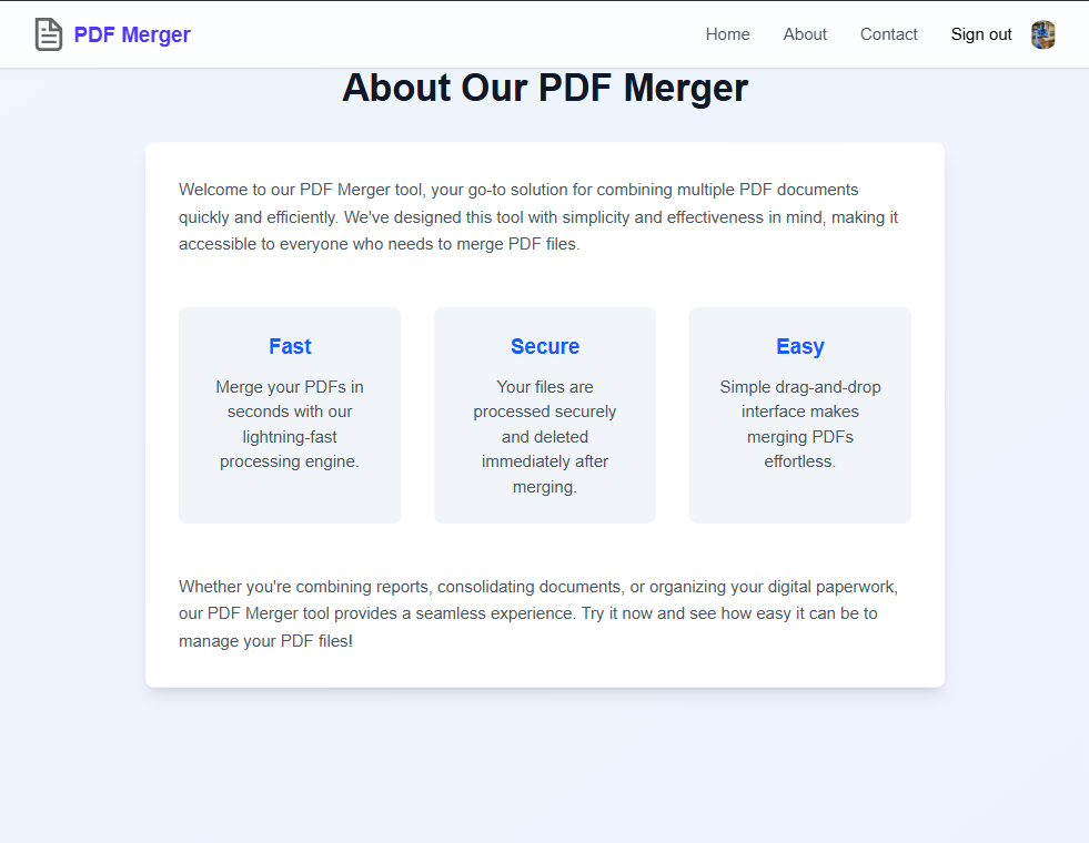 PDF Merger Web App Screenshot 3